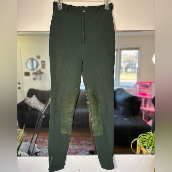Ralph Lauren Suede patch Nylon Velcro Ankle Closure Hunter Green Jodhpur Pant 6 - Picture 1 of 4